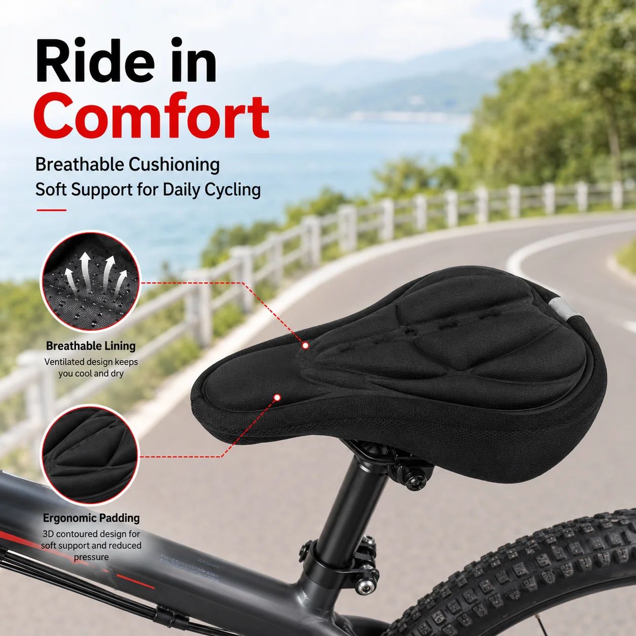 3D 소프트 폼 패딩 자전거 안장 커버 통기성 넓은 편 - Commuting By Bike 리뷰 및 가격